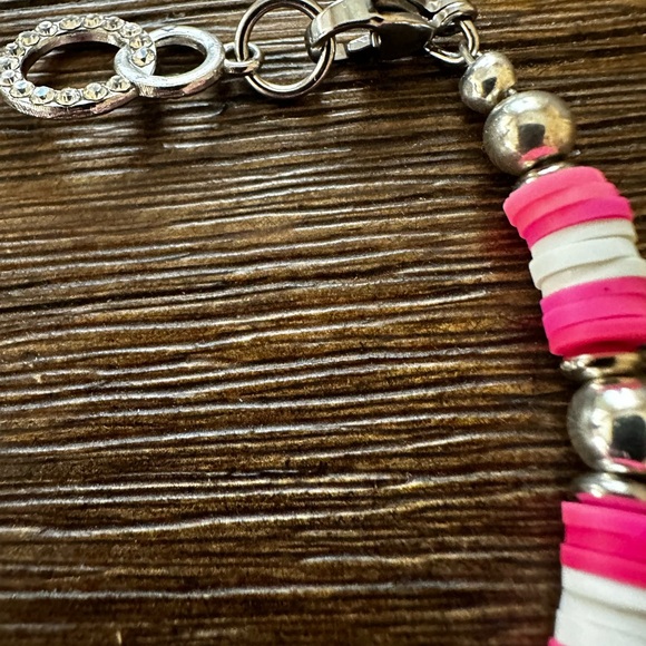 Hand Crafted Pink and White Bracelet - Picture 3 of 6